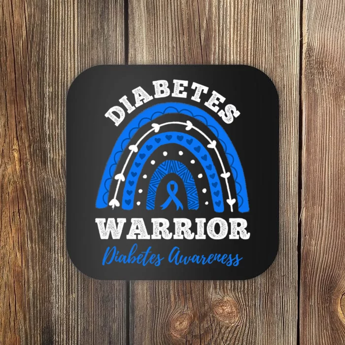 Diabetes Warrior Blue Ribbon T1D Type 1 Diabetes Awareness Coaster