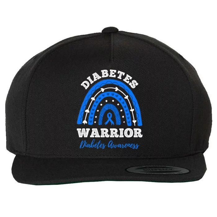 Diabetes Warrior Blue Ribbon T1D Type 1 Diabetes Awareness Wool Snapback Cap