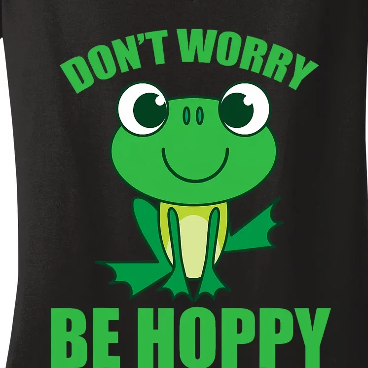 DonT Worry Be Hoppy | Cute Crazy Frog Women's V-Neck T-Shirt