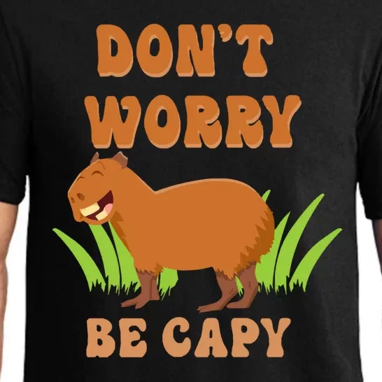 Don't Worry Be Capy Funny Capybara Rodent Pet Owners Pajama Set