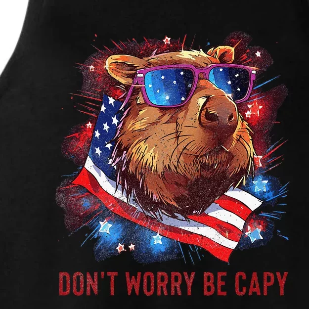 Dont Worry Be Capy Capybara Ladies Tri-Blend Wicking Tank