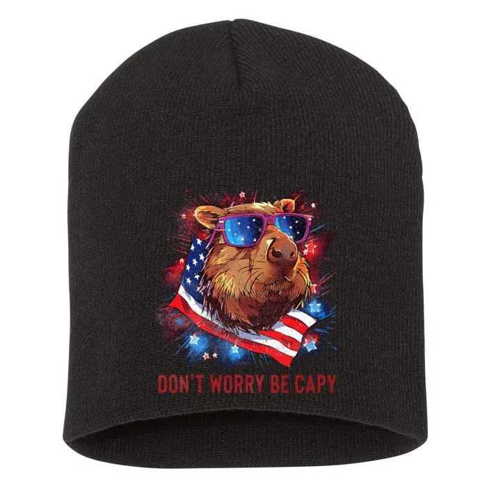 Dont Worry Be Capy Capybara Short Acrylic Beanie