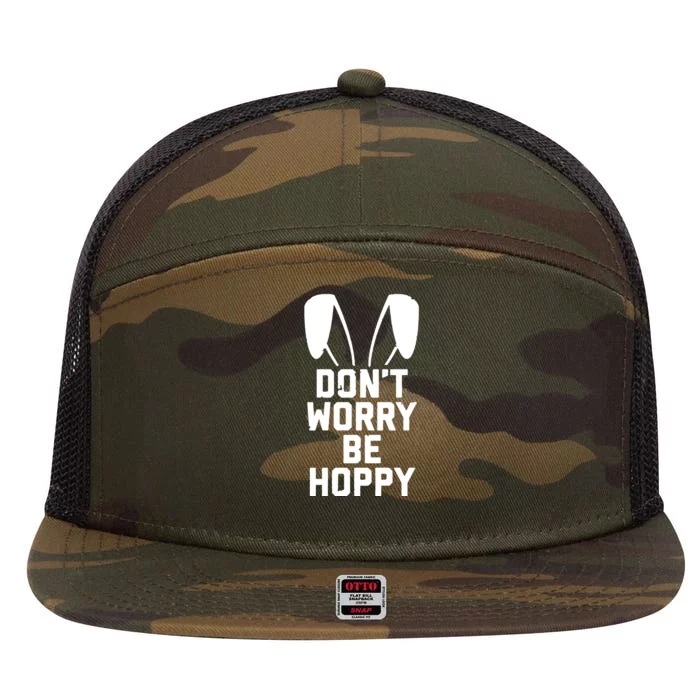 DonT Worry Be Hoppy 7 Panel Mesh Trucker Snapback Hat