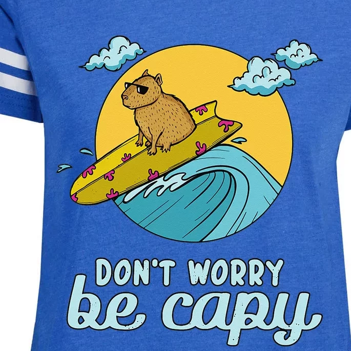 Don't Worry Be Capy Rodent South American Capybara Enza Ladies Jersey Football T-Shirt