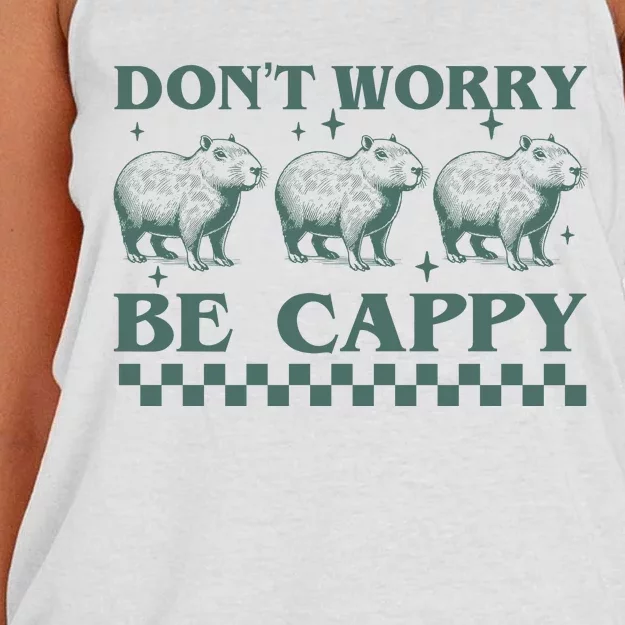 DonT Worry Be Cappy Funny Capybara Women's Knotted Racerback Tank