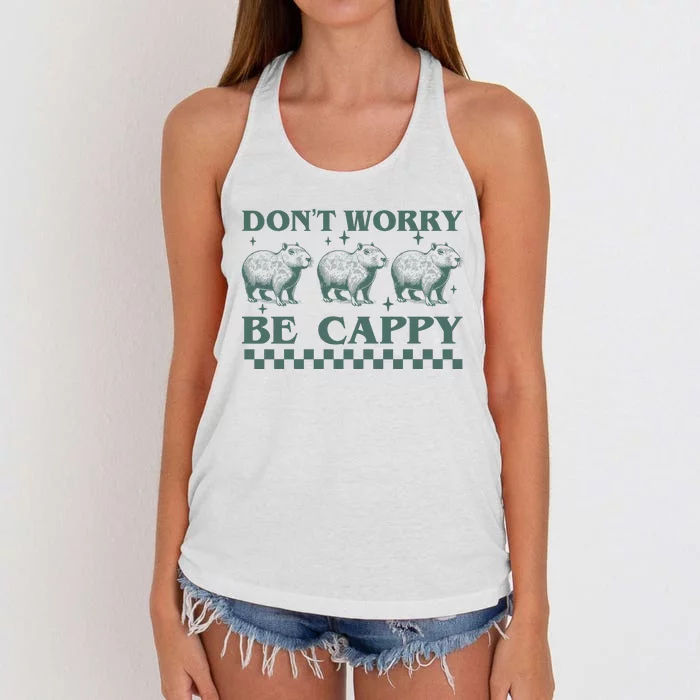 DonT Worry Be Cappy Funny Capybara Women's Knotted Racerback Tank