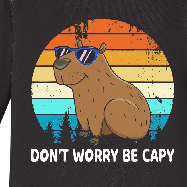 DonT Worry Be Capy Distressed Capybara Styles Animal Lover Baby Long Sleeve Bodysuit