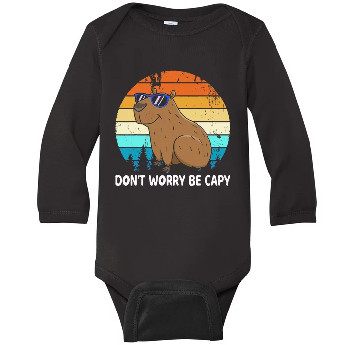 DonT Worry Be Capy Distressed Capybara Styles Animal Lover Baby Long Sleeve Bodysuit