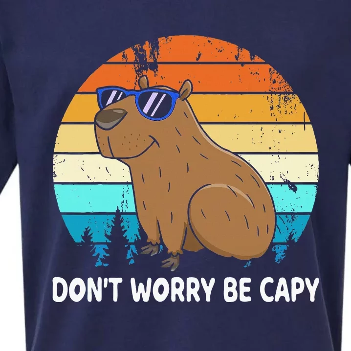 DonT Worry Be Capy Distressed Capybara Styles Animal Lover Sueded Cloud Jersey T-Shirt