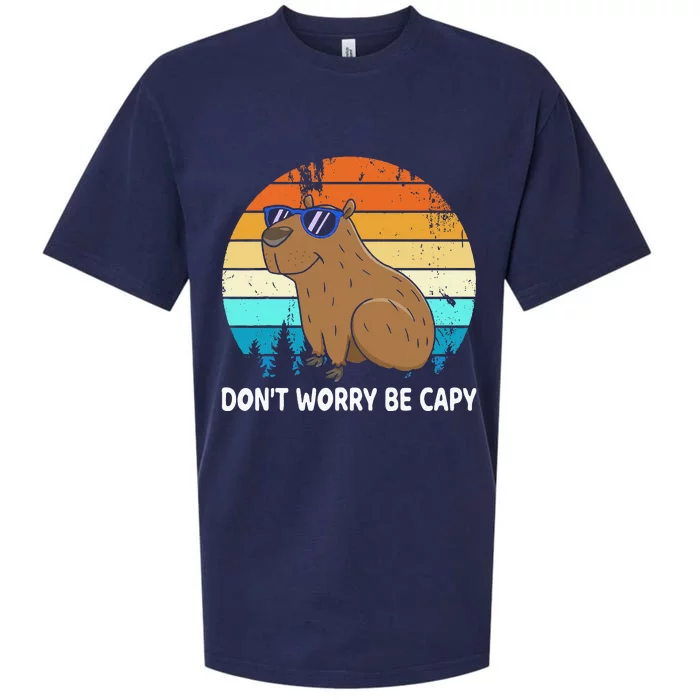 DonT Worry Be Capy Distressed Capybara Styles Animal Lover Sueded Cloud Jersey T-Shirt