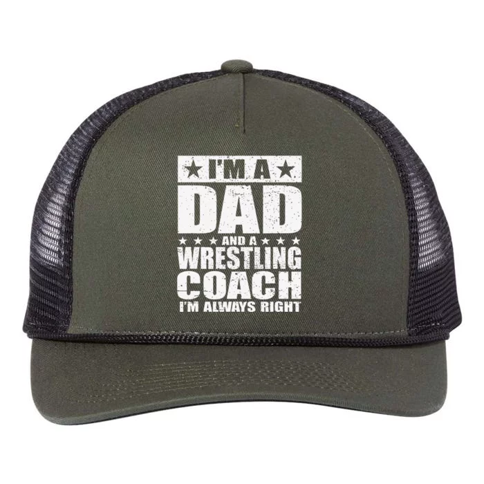 Dad Wrestling Coach Coaches Fathers Day S Gift Retro Rope Trucker Hat Cap