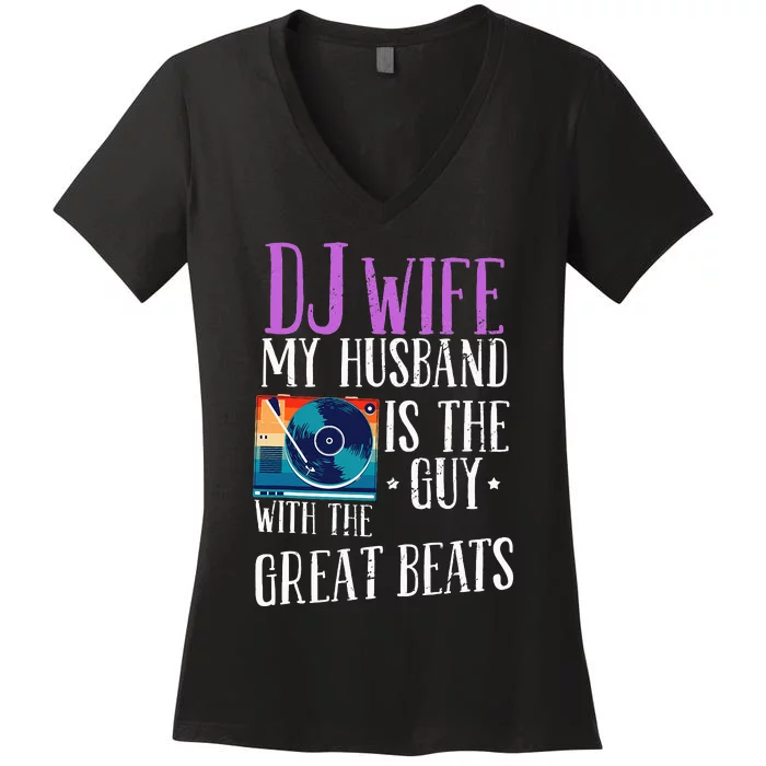 Dj Wife Cool Music Produzent Dj Women's V-Neck T-Shirt