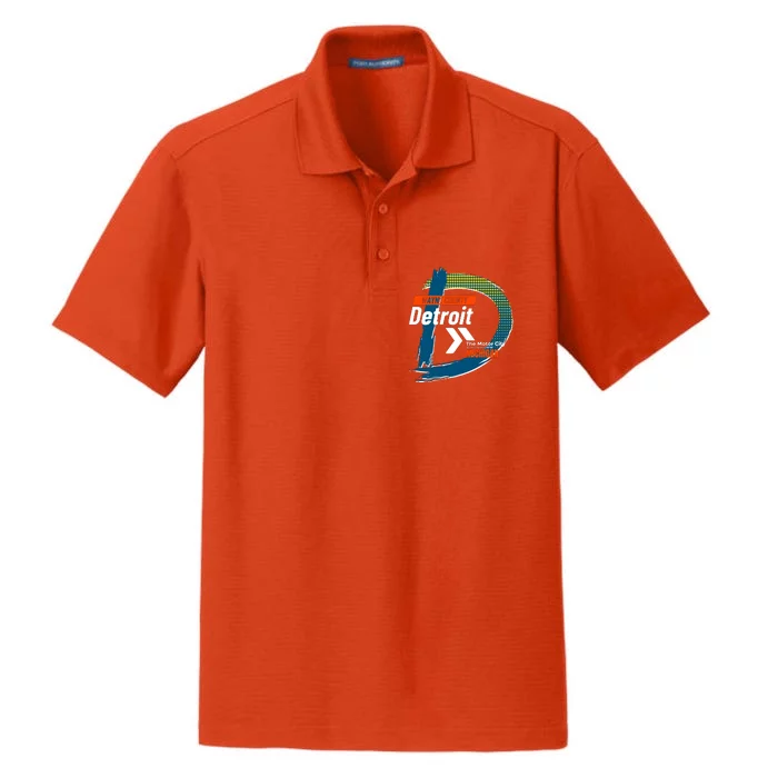 Detroit Wayne County Michigan Modern Logo Dry Zone Grid Performance Polo