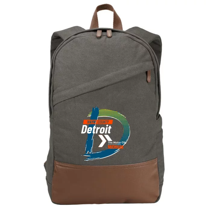 Detroit Wayne County Michigan Modern Logo Cotton Canvas Backpack