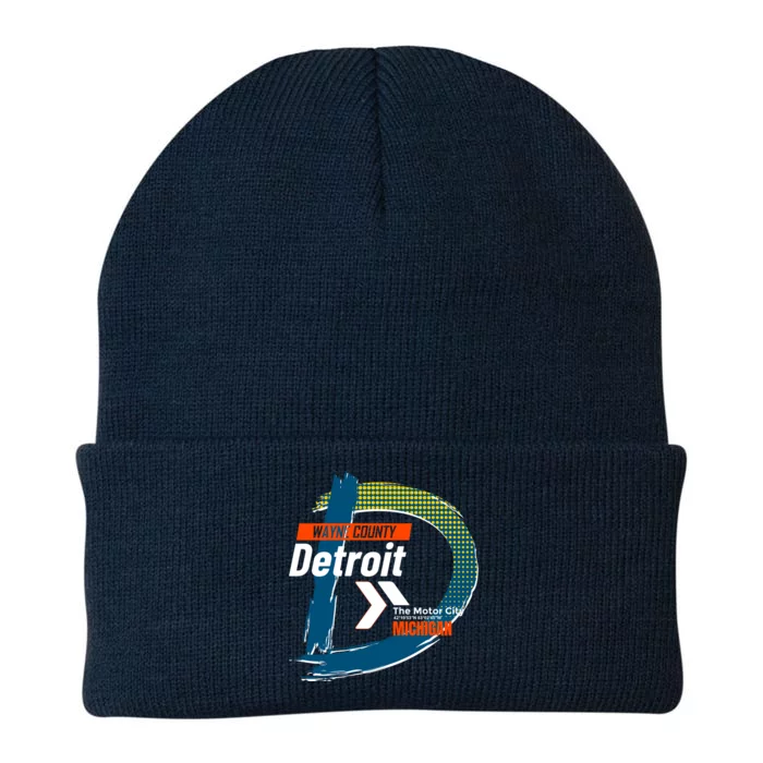 Detroit Wayne County Michigan Modern Logo Knit Cap Winter Beanie