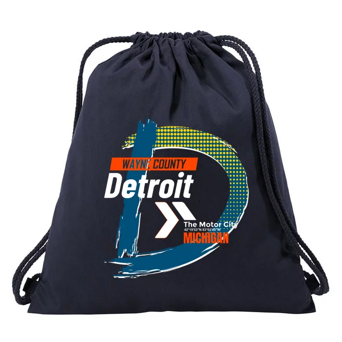 Detroit Wayne County Michigan Modern Logo Drawstring Bag