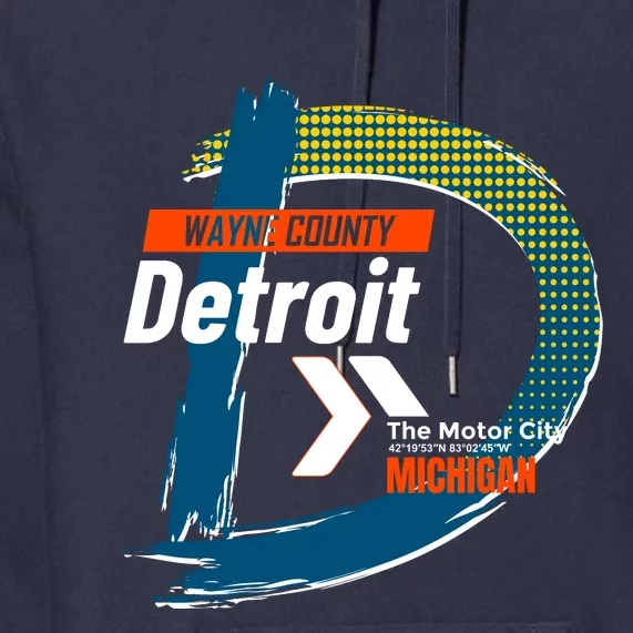 Detroit Wayne County Michigan Modern Logo Premium Hoodie