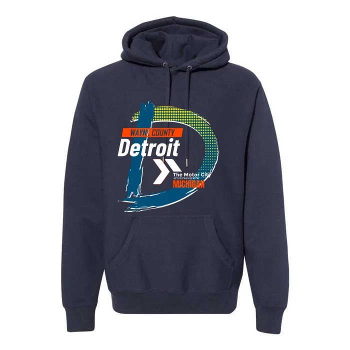 Detroit Wayne County Michigan Modern Logo Premium Hoodie