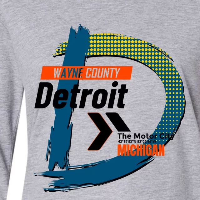 Detroit Wayne County Michigan Modern Logo Womens Cotton Relaxed Long Sleeve T-Shirt