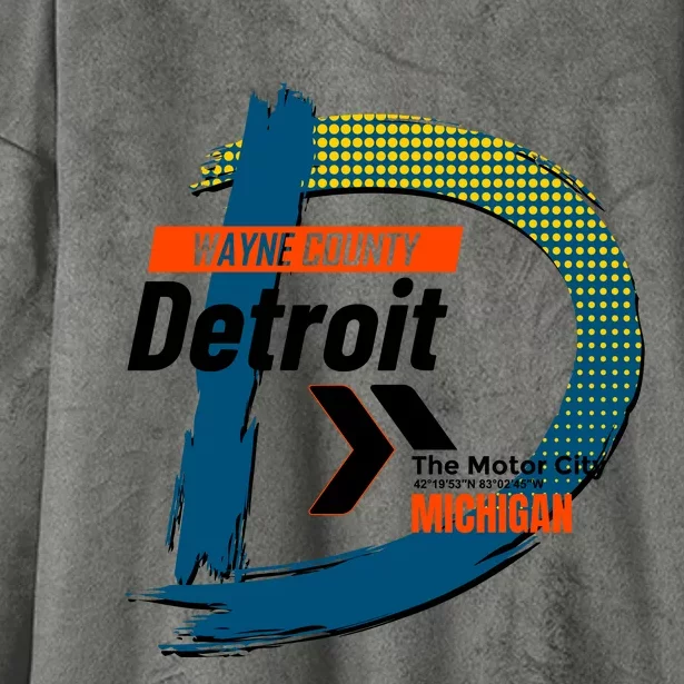 Detroit Wayne County Michigan Modern Logo Hooded Wearable Blanket