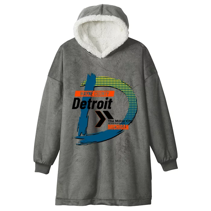 Detroit Wayne County Michigan Modern Logo Hooded Wearable Blanket