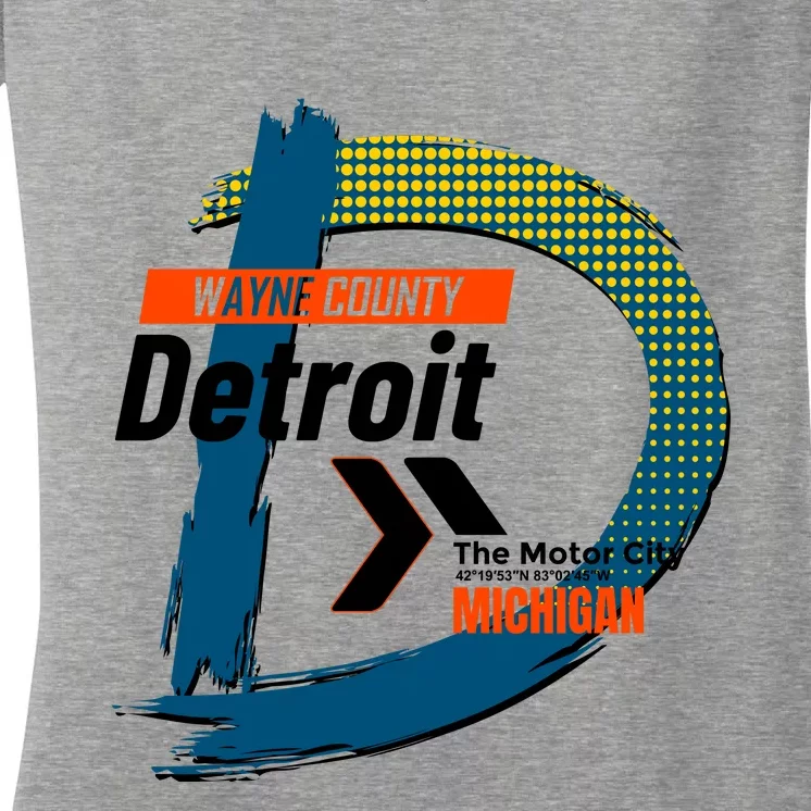 Detroit Wayne County Michigan Modern Logo Women's V-Neck T-Shirt