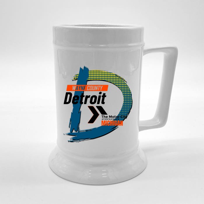 Detroit Wayne County Michigan Modern Logo Front & Back Beer Stein