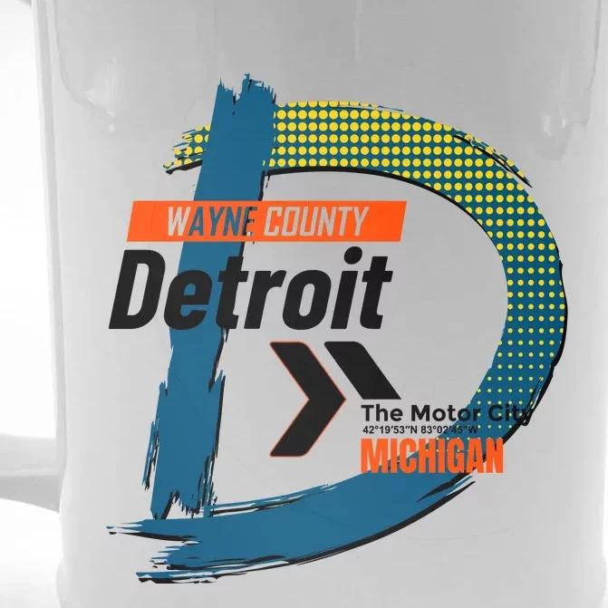 Detroit Wayne County Michigan Modern Logo Front & Back Beer Stein