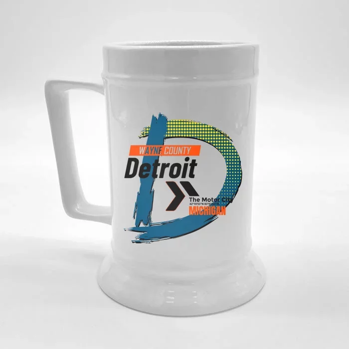 Detroit Wayne County Michigan Modern Logo Front & Back Beer Stein