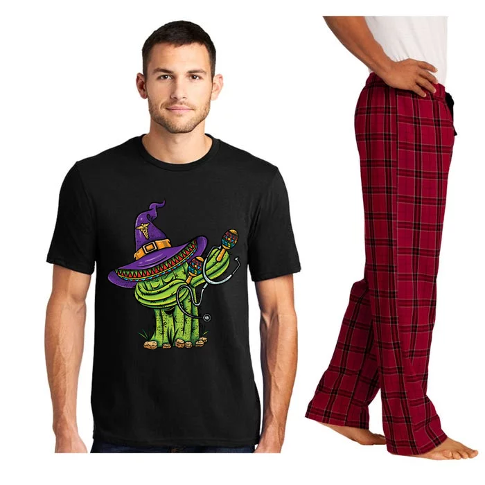 Dabbing Witch Cactus Nurse Vintage Funny Gift Pajama Set