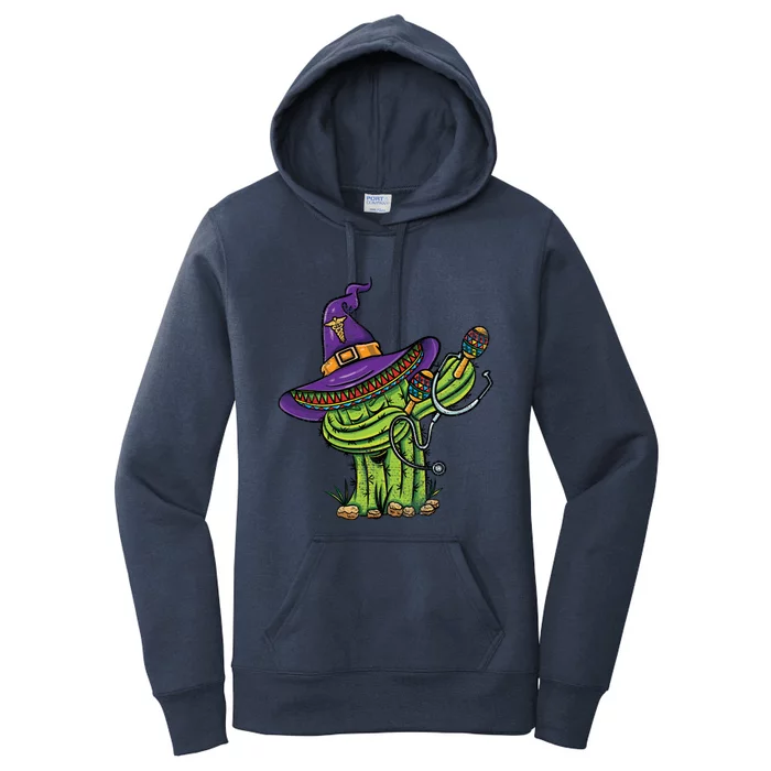 Dabbing Witch Cactus Nurse Vintage Funny Gift Women's Pullover Hoodie