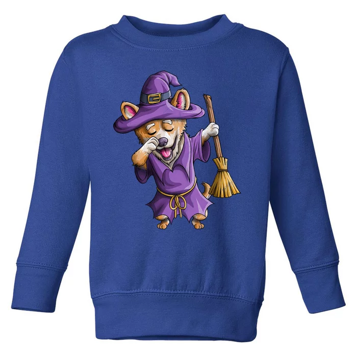 Dabbing Witch Corgi Cute Halloween Corgi Funny Dab Dog Gift Toddler Sweatshirt