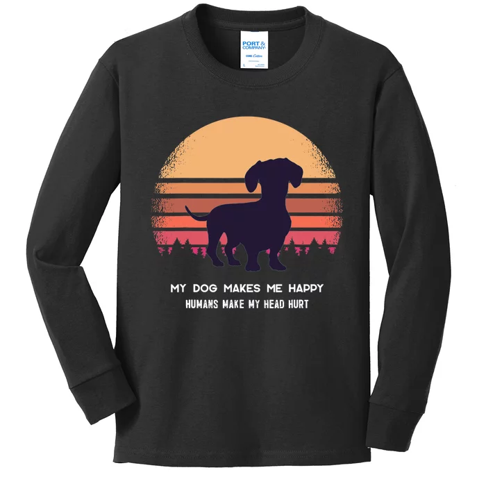 Dachshund Wiener Doxen Dog Retro Kids Long Sleeve Shirt