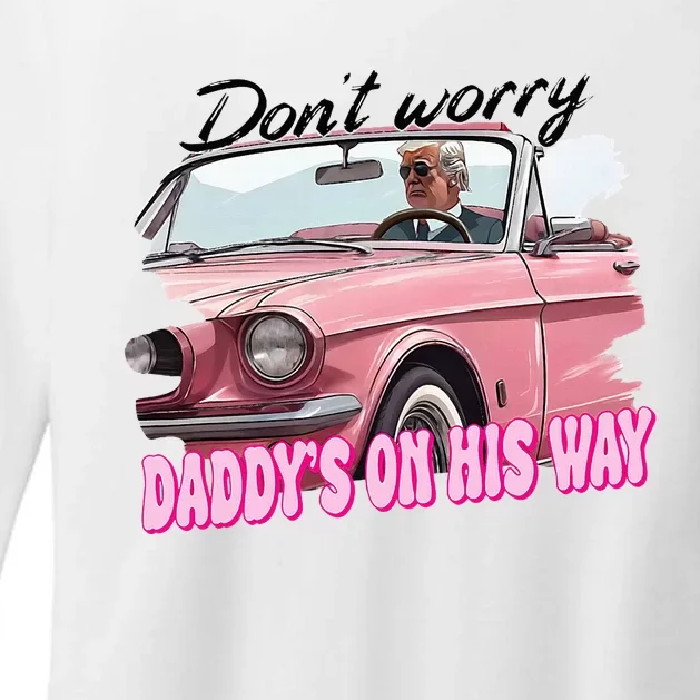 Dont Worry Daddys On His Way Funny Trump In Car 2024 Womens CVC Long Sleeve Shirt