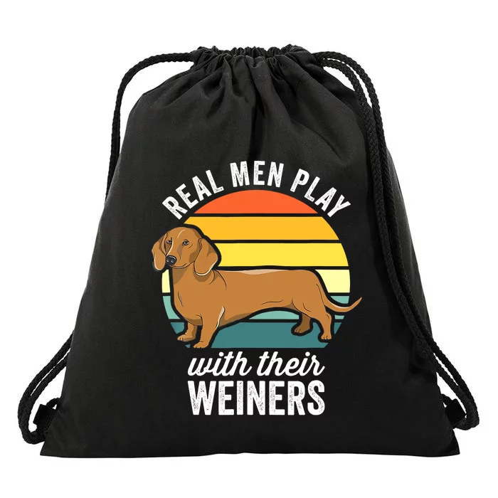 Dachshund Weiner Dog Real Play With Their Weiners Drawstring Bag