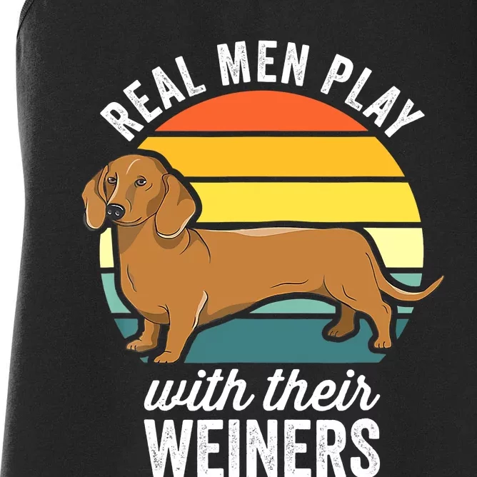 Dachshund Weiner Dog Real Play With Their Weiners Women's Racerback Tank