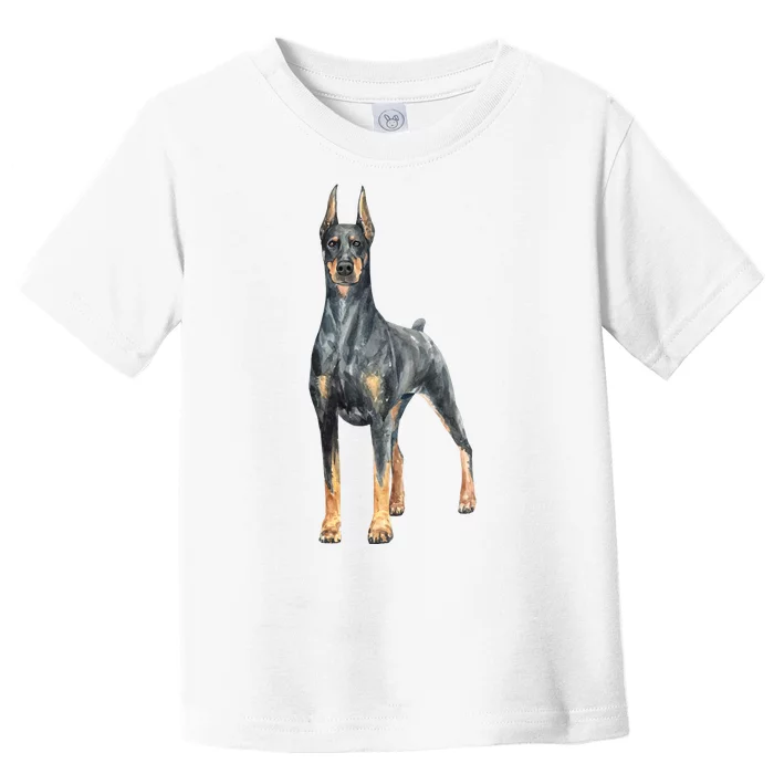 Doberman Watercolor Dog Toddler T-Shirt