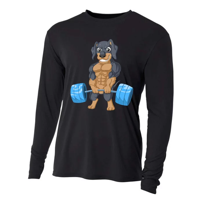 Dachshund Weightlifting Cooling Performance Long Sleeve Crew