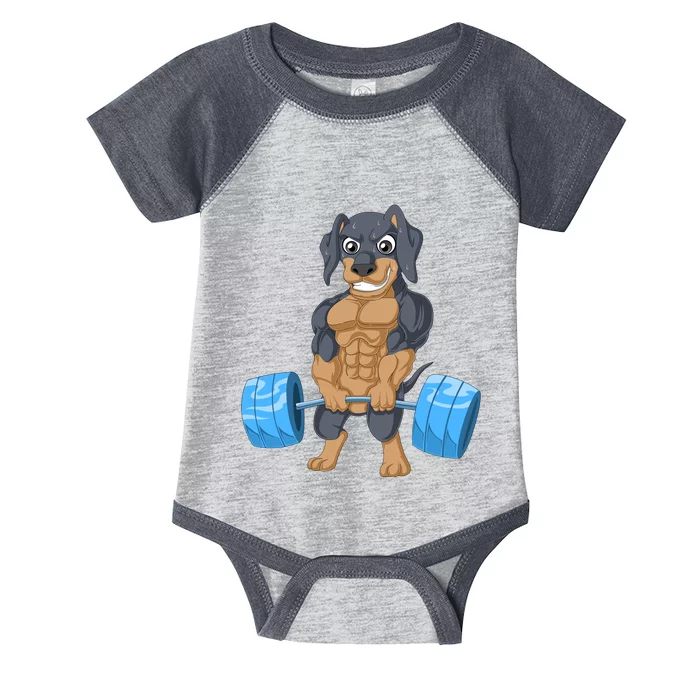 Dachshund Weightlifting Infant Baby Jersey Bodysuit