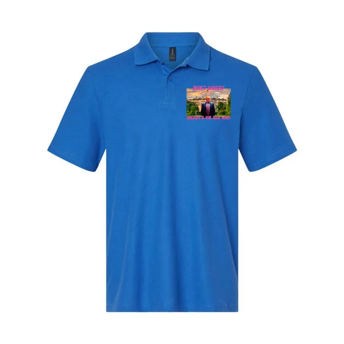 DonT Worry DaddyS On His Way Trump 2024 Take America Back! Gift Softstyle Adult Sport Polo