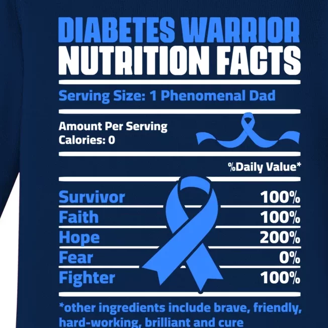 Diabetes Warrior Dad Support Diabetic Diabetes Awareness Cool Gift Baby Long Sleeve Bodysuit