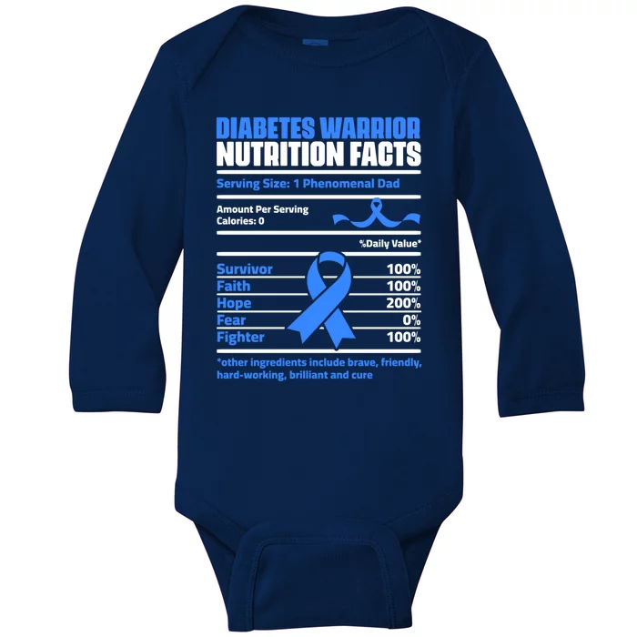 Diabetes Warrior Dad Support Diabetic Diabetes Awareness Cool Gift Baby Long Sleeve Bodysuit