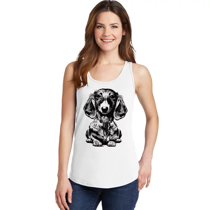 Dachshund Wiener Dog Puppy Doxie Mom Ladies Essential Tank