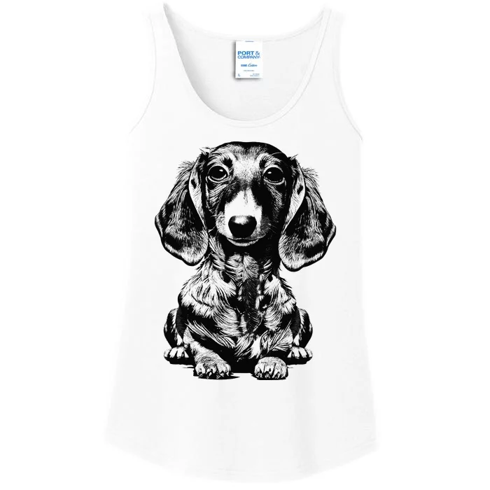 Dachshund Wiener Dog Puppy Doxie Mom Ladies Essential Tank