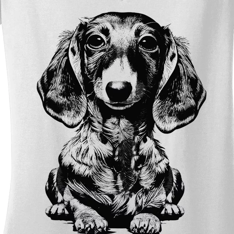 Dachshund Wiener Dog Puppy Doxie Mom Women's V-Neck T-Shirt