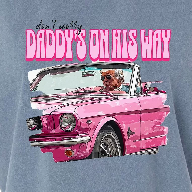 DonT Worry DaddyS On His Way Trump Garment-Dyed Women's Muscle Tee