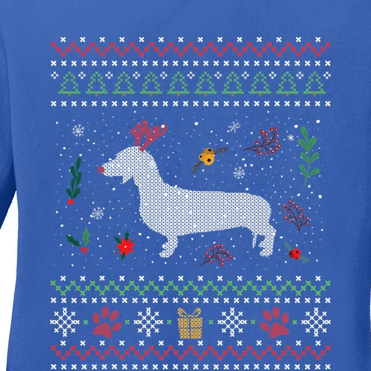 Dachshund Wiener Dog Ugly Christmas Gift Holiday Tee Cool Gift Ladies Long Sleeve Shirt