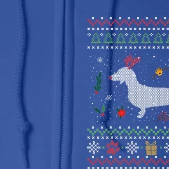 Dachshund Wiener Dog Ugly Christmas Gift Holiday Tee Cool Gift Full Zip Hoodie