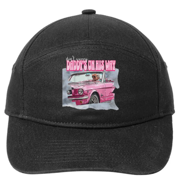 DonT Worry DaddyS On His Way Trump Pink Car 2024 7-Panel Snapback Hat