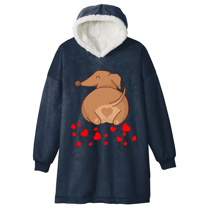 Dachshund Weenie Dog Lover Valentines Day Gift Gift Hooded Wearable Blanket